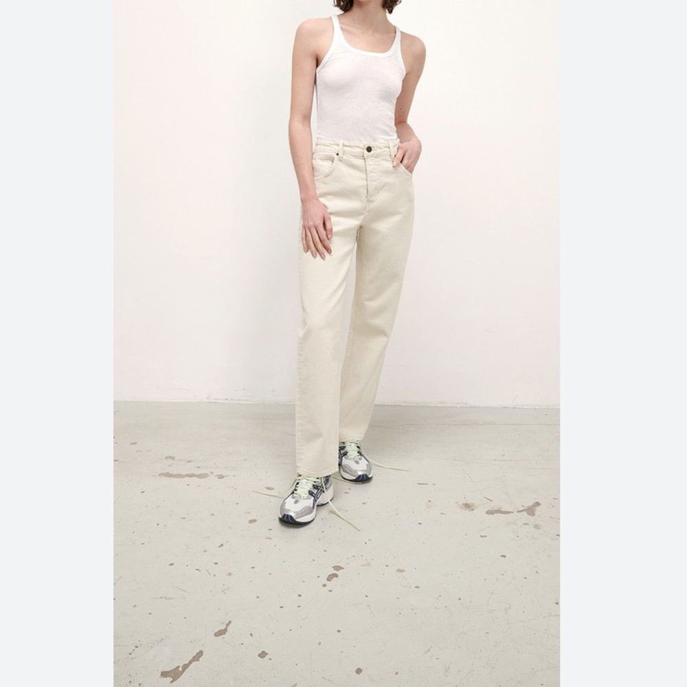 American Vintage women’s ecru boyfriend high waist jeans Sz 27